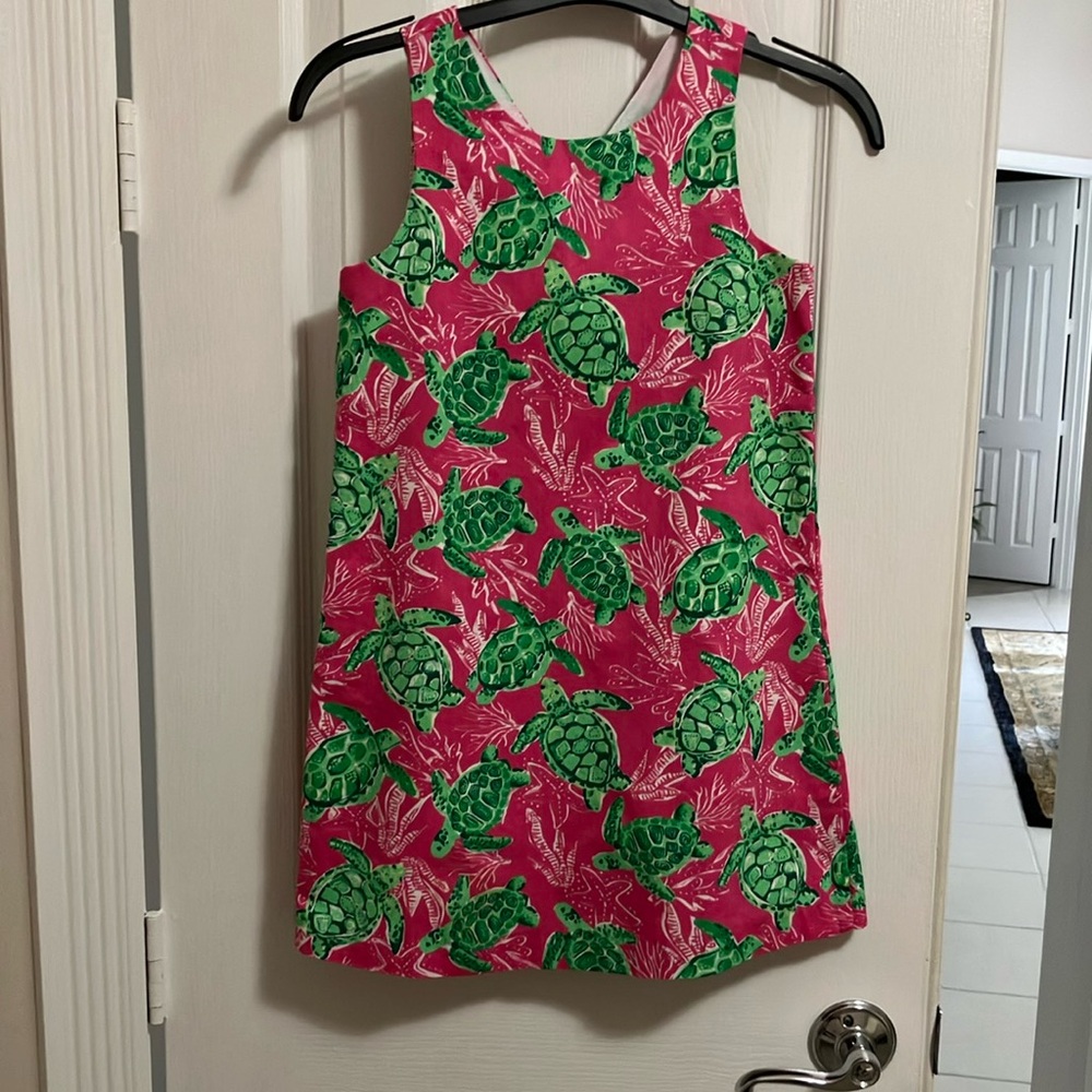 Tommy Bahama Pink and Green Turtle Print Dress. Size-8